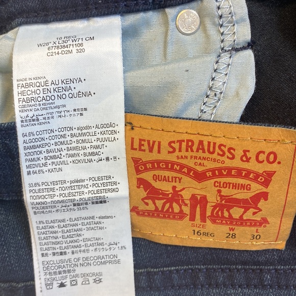 Levi’s skinny taper boys jeans size 16 are 28 x 30 length adjustable waist - Picture 3 of 6